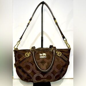 Y2K COACH! Madison Sophia OP Art Dot Brown Convertible Shoulder bag